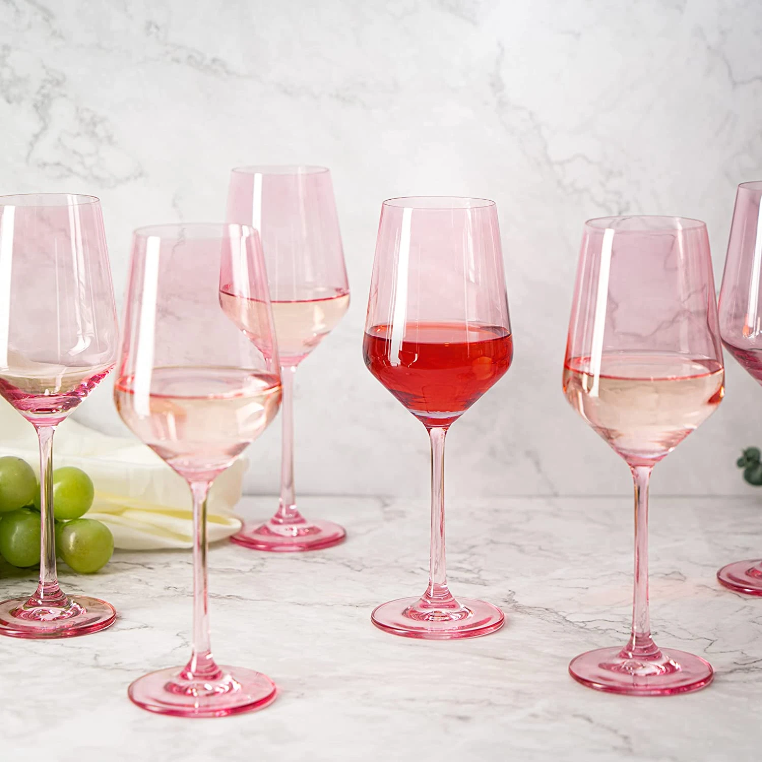 Colored Wine Glass Set,12 Oz Glasses Set Of 6, Unique Italian Style Tall Stemmed For White & Red Wine, Water, Margarita Glasses, Color Tumbler, Gift, Viral Beautiful Glassware (Blush Pink) 3 Colored Wine Glass Set,12 Oz Glasses Set Of 6, Unique Italian Style Tall Stemmed For White & Red Wine, Water, Margarita Glasses, Color Tumbler, Gift, Viral Beautiful Glassware (Blush Pink) - Image 3