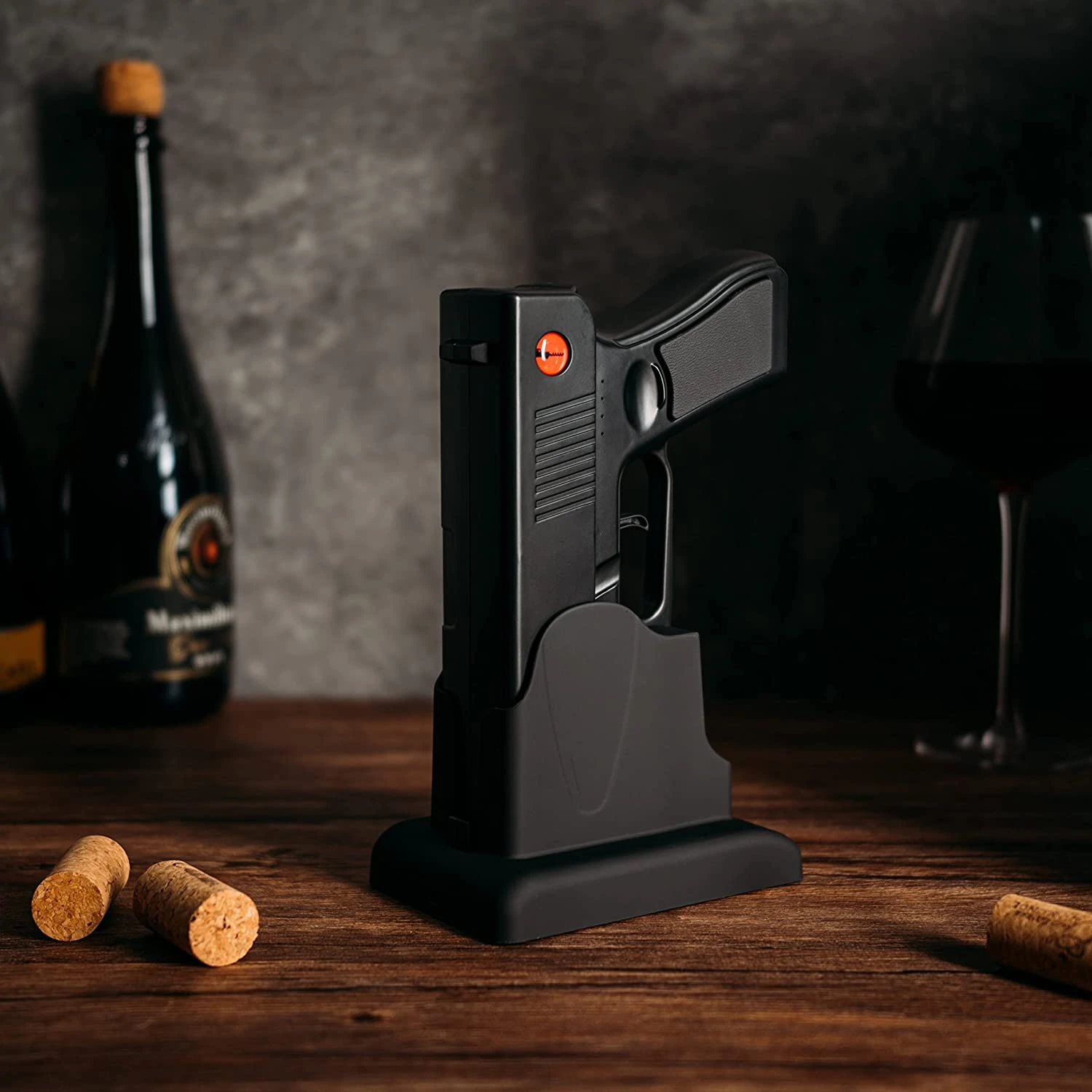 Electric Gun Wine Corkscrew Bottle Opener - Rechargeable Holster Base Cordless Battery - Automatically Open Wines - Multifunctional Electronic Cork Puller - Guns Enthusiasts Gift & Vino Lovers (Black) 2 Electric Gun Wine Corkscrew Bottle Opener - Rechargeable Holster Base Cordless Battery - Automatically Open Wines - Multifunctional Electronic Cork Puller - Guns Enthusiasts Gift & Vino Lovers (Black) - Image 2