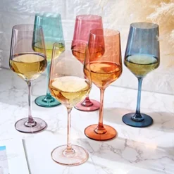 Colored Crystal Wine Glass Set Of 6, Gift For Him, Her, Wife, Friend - Large 12 Oz Glasses, Unique Italian Style Tall Drinkware - Red & White, Dinner, Color Beautiful Glassware - (Pastel) -Refined Spirits Store 71jcI9vCEvL. AC SX522