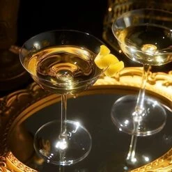 Vintage Crystal Coupe Glasses, Set Of 2, Clear Radiance - Champagne, Martini, Cocktails - Hand Blown Classy Glass -Timeless Art Deco Design - Durable Sparkling Cocktail Barware, Home Bar (8 OZ) -Refined Spirits Store 71jkf8F10hL. AC SX522