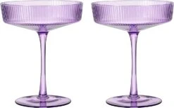 Ribbed Coupe Cocktail Glasses 8 Oz | Set Of 2 | Classic Manhattan Glasses For Cocktails, Champagne Coupe, Ripple Coupe Glasses, Art Deco Gatsby Vintage, Crystal With Stems (Lavender, Set Of 2) 12 Ribbed Coupe Cocktail Glasses 8 Oz | Set Of 2 | Classic Manhattan Glasses For Cocktails, Champagne Coupe, Ripple Coupe Glasses, Art Deco Gatsby Vintage, Crystal With Stems (Lavender, Set Of 2) -Refined Spirits Store 71l vdaBhhL. AC SL1500