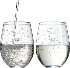 Set Of 2 Zodiac Sign Wine Glasses With 2 Wooden Coasters By The Wine Savant - Astrology Drinking Glass Set With Etched Constellation Tumblers For Juice, Water Home Bar Horoscope Gifts 18oz (Libra) -Refined Spirits Store 71m iRAeH8L. AC SL1500