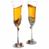 Stemmed Skeleton Champagne Glasses Set Of 2 By The Wine Savant - 7oz Skeleton Glasses 9" H, Goth Gifts, Skeleton Gifts, Skeleton Decor, Spooky Champagne Gift Set, Unique Champagne Glasses, Perfect For Halloween Themed Parties!
