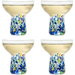 Stemless Margarita Glass – Set Of 4 - Luxury Hand Blown Confetti Margaritas, For Cocktails, Water, Wine, Dessert, Martini & Champagne Glasses Cinco De Mayo, Hand Blown Glass - Mexican Confetti Design -Refined Spirits Store 71n2lOtwWPL. AC SL1500