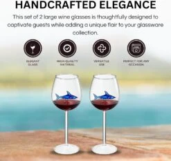 Shark-Inspired Wine Glasses Set Of 2 – 13oz Stemmed Red & White Wine Glass With 3D Shark Inside – Unique Glassware Gift For Men, Dad, Or Host -Refined Spirits Store 71n87Ht vRL. AC SL1500