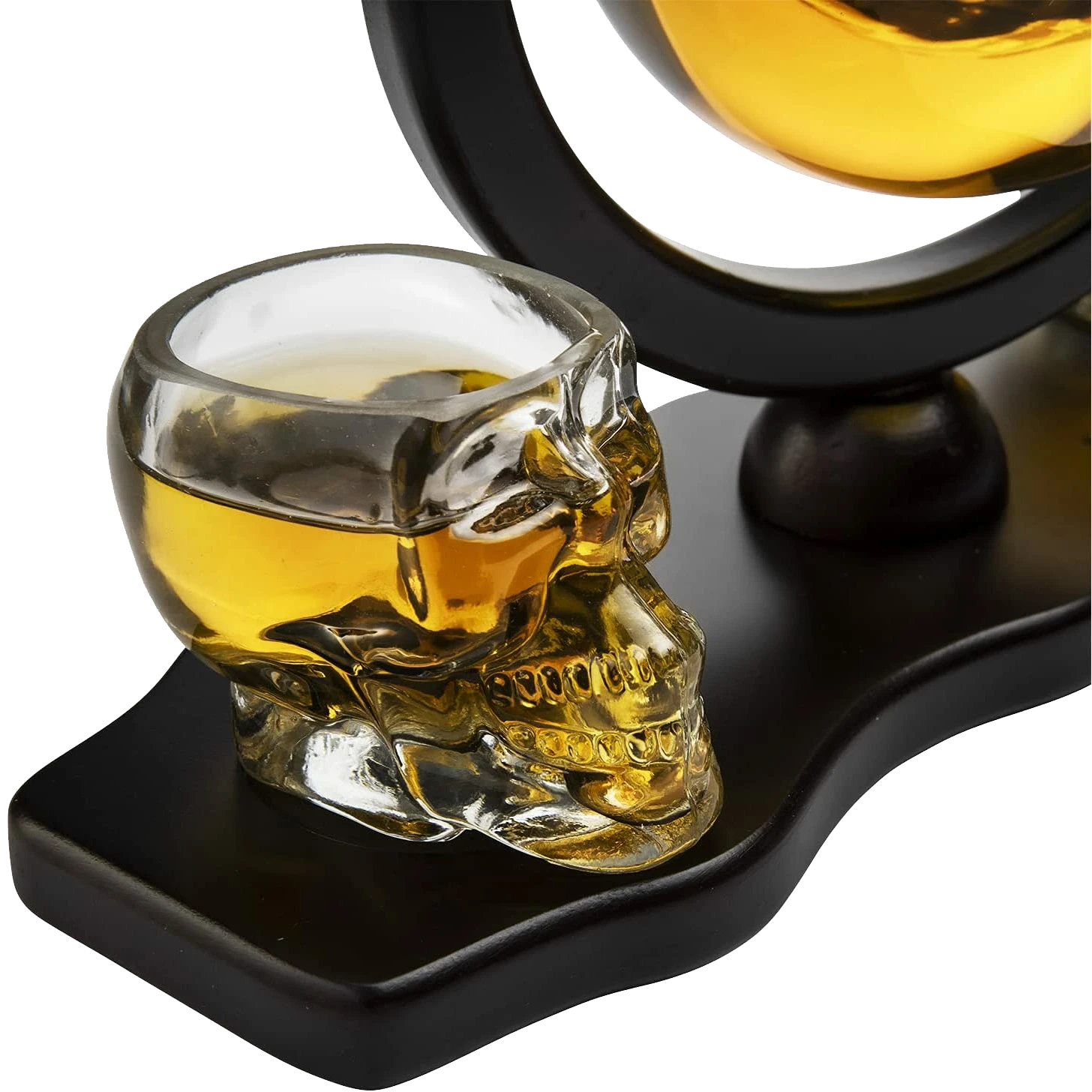 Skull Decanter Set With 2 Skull Shot Glasses - By The Wine Savant - And Beautiful Wooden Base - By Use Skull Head Cup For A Whiskey And Vodka Shot Glass, 850ml Decanter 3 Ounces Shot Glass 2 Skull Decanter Set With 2 Skull Shot Glasses - By The Wine Savant - And Beautiful Wooden Base - By Use Skull Head Cup For A Whiskey And Vodka Shot Glass, 850ml Decanter 3 Ounces Shot Glass - Image 2