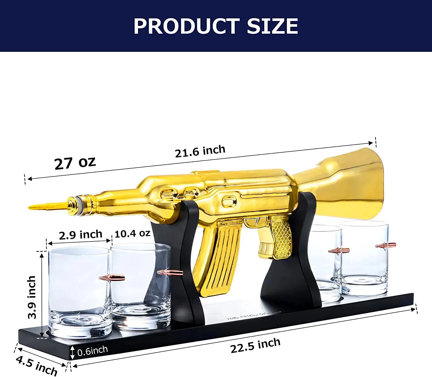 AK Gold Whiskey Decanter Set With 4 Bullet Whiskey Glasses - The Wine Savant, Gift For Fathers, Uncles, Sons - Veteran Gifts, Military Gift, Home Bar Gift, Father's Day 8 AK Gold Whiskey Decanter Set With 4 Bullet Whiskey Glasses - The Wine Savant, Gift For Fathers, Uncles, Sons - Veteran Gifts, Military Gift, Home Bar Gift, Father's Day - Image 8