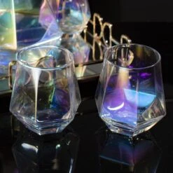 Diamond Iridescent Glass Diamond Decanter And Glasses Set, The Wine Savant Rainbow Iridescent Comes With A Diamond Decanter 4 Whiskey/Wine Diamond Glasses, 1 Tray And A Perfect Box -Refined Spirits Store 71pB7khqekS. AC SL1500