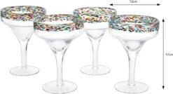 The Wine Savant Mexican Margarita Hand Blown Glass - Set Of 4 - Large 16oz, Luxury Margarita Glasses, Mexico Design Large 16oz Confetti Rim Carmen Cinco De Mayo, Dishwasher Safe, Confetti Rock Decor -Refined Spirits Store 71ptfZRfNaL. AC SL1500