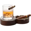 The Wine Savant Luxurious Cigar Glass - In A Leather Horseshoe Storage Case Whiskey Glassware With Cigar Holder - 10oz Cigar Holder Whiskey, Ash Tray - Dad, Men Home Office, Leather Gifts