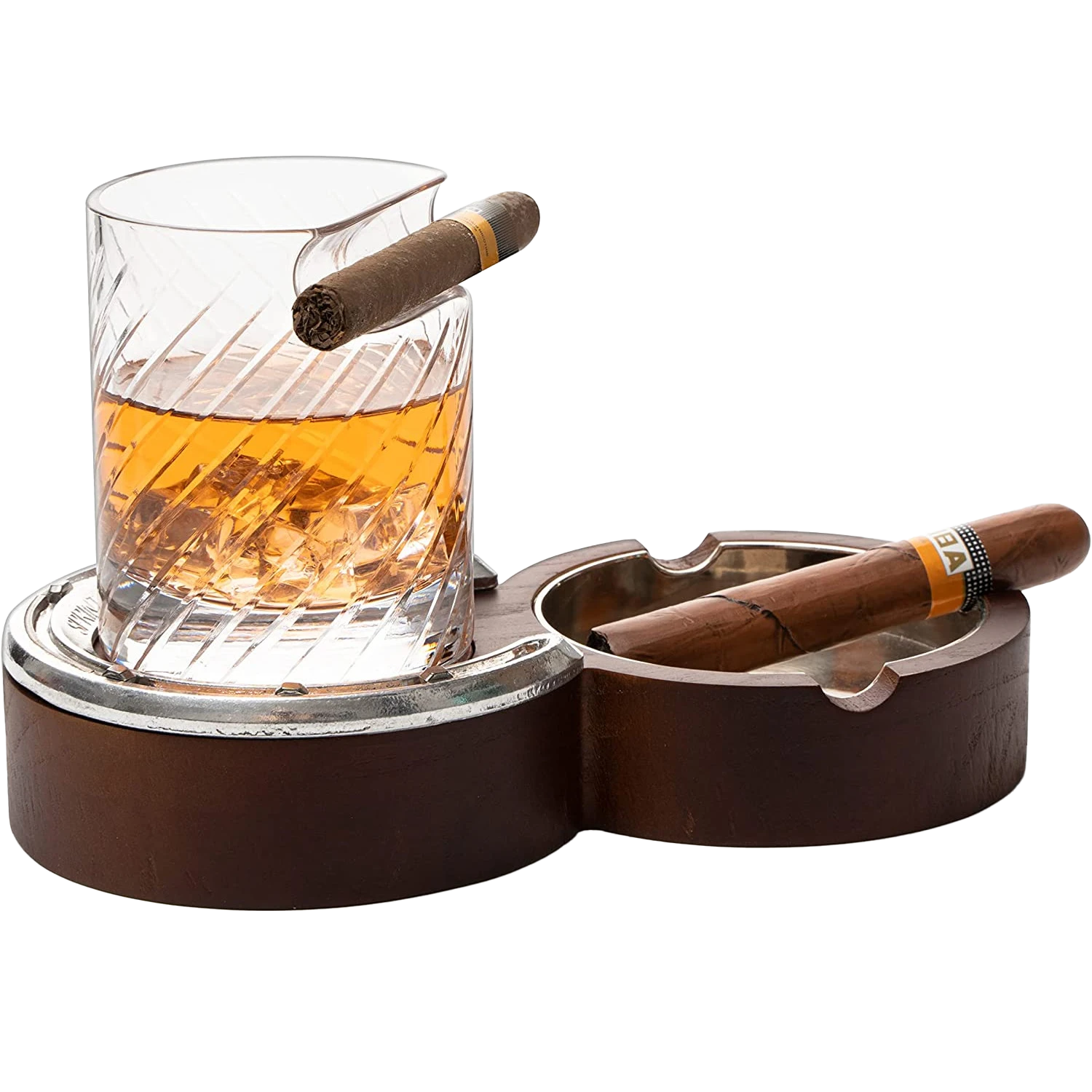 The Wine Savant Luxurious Cigar Glass - In A Leather Horseshoe Storage Case Whiskey Glassware With Cigar Holder - 10oz Cigar Holder Whiskey, Ash Tray - Dad, Men Home Office, Leather Gifts 1 The Wine Savant Luxurious Cigar Glass - In A Leather Horseshoe Storage Case Whiskey Glassware With Cigar Holder - 10oz Cigar Holder Whiskey, Ash Tray - Dad, Men Home Office, Leather Gifts