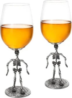 Stemmed Skeleton Wine Glass Set Of 2 By The Wine Savant - 12oz Skeleton Glasses 10" H, Goth Gifts, Skeleton Gifts, Skeleton Decor, Spooky Wine Gift Set, Perfect For Halloween Themed Parties -Refined Spirits Store 71qU iX0vCL. AC SL1500
