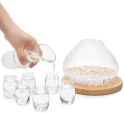 Sake Set Glasses Japanese, 15 Ounce, With 6-1oz Crystal Saki Cups Set, For Warmer Or Cold Japanese Wine Drinking With A Wooden Stone Coaster By The Wine Savant, Cups & Carafe Japanese Gifts Set -Refined Spirits Store 71qgqQEHmAL. AC SL1500