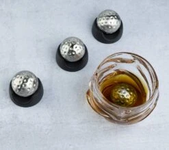 Golf Ball Shaped Stainless Steel Whiskey Stones, Whiskey Rocks, By The Wine Savant Great For Parties Or For Bar Use, 4 Stones Rocks Cubes For Whiskey, Bourbon Vodka, Scotch, Metal Chillers Golf Gift -Refined Spirits Store 71rMQmRWZ1L. AC SL1500