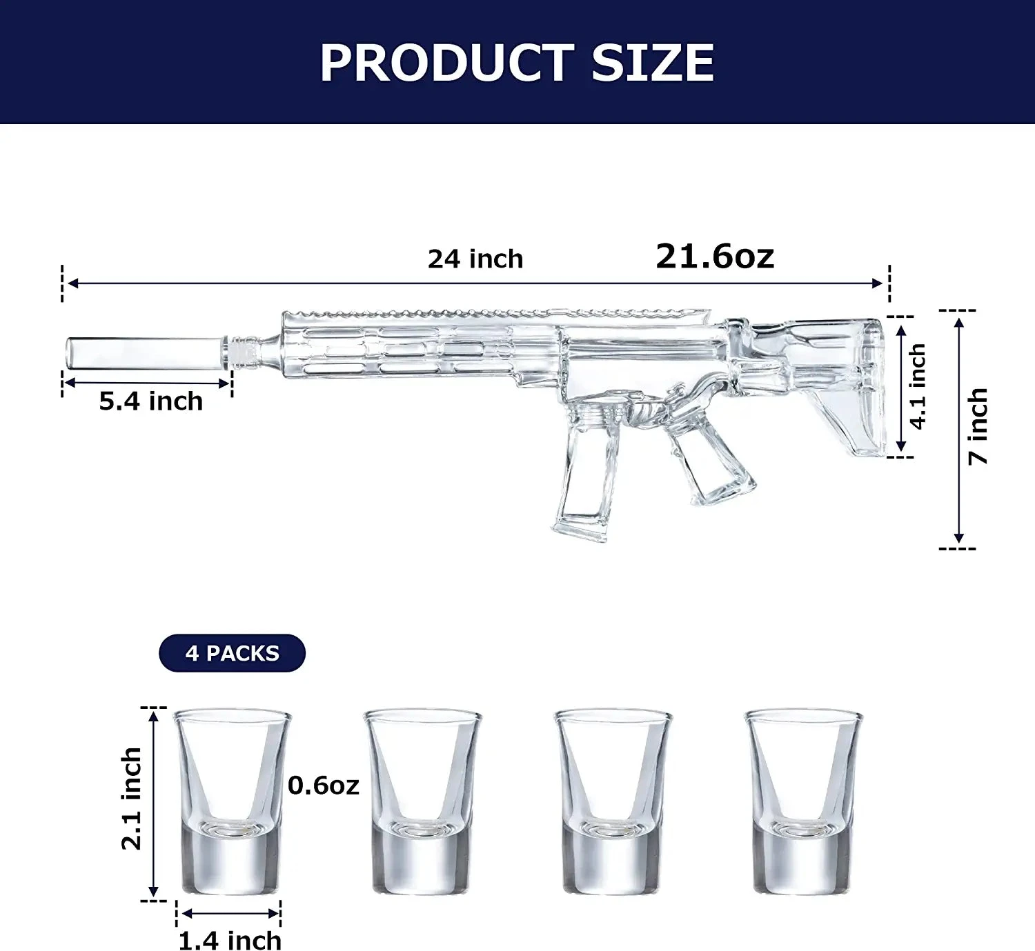 AR15 Whiskey Decanter And Glass Set - Drinking Party Accessory - Holster Attachment, Silencer Stopper - 22oz & 4 1oz Shot Glasses - Drinking Party Accessory, TIK Tok Gun Decanter - Fun Gifts For Men 9 AR15 Whiskey Decanter And Glass Set - Drinking Party Accessory - Holster Attachment, Silencer Stopper - 22oz & 4 1oz Shot Glasses - Drinking Party Accessory, TIK Tok Gun Decanter - Fun Gifts For Men - Image 9