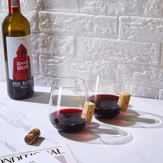 Corked Stemless Wine Glasses | Set Of 2 | Stuck In The Glass Wine Cork Cocktail Glassware, Enthusiast Gift, Artisanal Crystal Glassware - Gift Idea For Him, Her, Wine Lover, Housewarming (19.6 OZ) 2 Corked Stemless Wine Glasses | Set Of 2 | Stuck In The Glass Wine Cork Cocktail Glassware, Enthusiast Gift, Artisanal Crystal Glassware - Gift Idea For Him, Her, Wine Lover, Housewarming (19.6 OZ) - Image 2