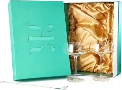 Luxury Martini Glass Set Of 2 | 10oz | Crystal Luxury Martini With Silver Spoon, Premium Hand-Blown | Classic Cocktail & Champagne Clear Coupes For Manhattan, Cosmopolitan, Sidecar, Speakeasy Goblets -Refined Spirits Store 71sV0lYzdNL. AC SX679