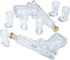 Pistol & Shotglasses Decanter Party Serving Holster Set - Whiskey Gun Decanter & Shot Glass - Pourers & Stopper - 2x 7.7oz Decanters - 6x 2oz Cowboy Boot Shots - Unique Gifts -Refined Spirits Store 71t8 UlSp7L. AC SL1500