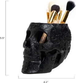 Skull Makeup Brush Holder, Pen Holder, Vanity, Desk, Office Organizer, Stationary, Decor Planter , Candy Bowl , Goth Decorations , Extra Large, Skulls Gothic Skull & Bones Organizer Bathroom (Black) 12 Skull Makeup Brush Holder, Pen Holder, Vanity, Desk, Office Organizer, Stationary, Decor Planter , Candy Bowl , Goth Decorations , Extra Large, Skulls Gothic Skull & Bones Organizer Bathroom (Black) -Refined Spirits Store 71uBPu8W4AL. AC SL1500