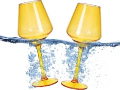 Floating Wine Glasses For Pool - Set Of 2-15 OZ Shatterproof Poolside Wine Glasses, Tritan Plastic Reusable Stemware, Beach Outdoor Cocktail, Wine, Champagne, Water Glassware Spring Summer (Yellow) -Refined Spirits Store 71un2L Fj8L. AC SL1500