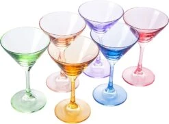Martini Glasses Set Of 6 | 8oz | Crystal Luxury Martini Glass - Elegant Colors - Premium Hand-Blown | Art Deco Cocktail Colored Coupes For Manhattan, Cosmopolitan, Sidecar, Speakeasy - Stemmed Goblets -Refined Spirits Store 71usVaW7O L. AC SL1500