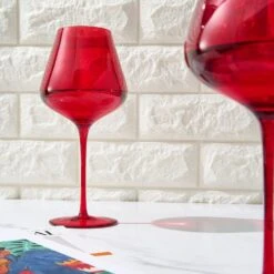 Crystal Christmas Holiday Red Colored Crystal Wine Glass Set Of 2, Gift For Hosting, Her, Wife, Mom Friend - Large 20 Oz Glasses, Unique Italian Style Tall Drinkware - Red & White, Color Glassware -Refined Spirits Store 71vxtdxonBL. AC SL1500