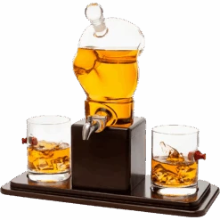Boxing Glove Wine & Whiskey Decanter Set 750Ml 13" X 13" With 2 - 10oz Boxing Glasses By The Wine Savant For Liquor, Whiskey - Unique Boxing Gift Set, Boxer Gifts, Gifts For Boxing Enthusiasts!