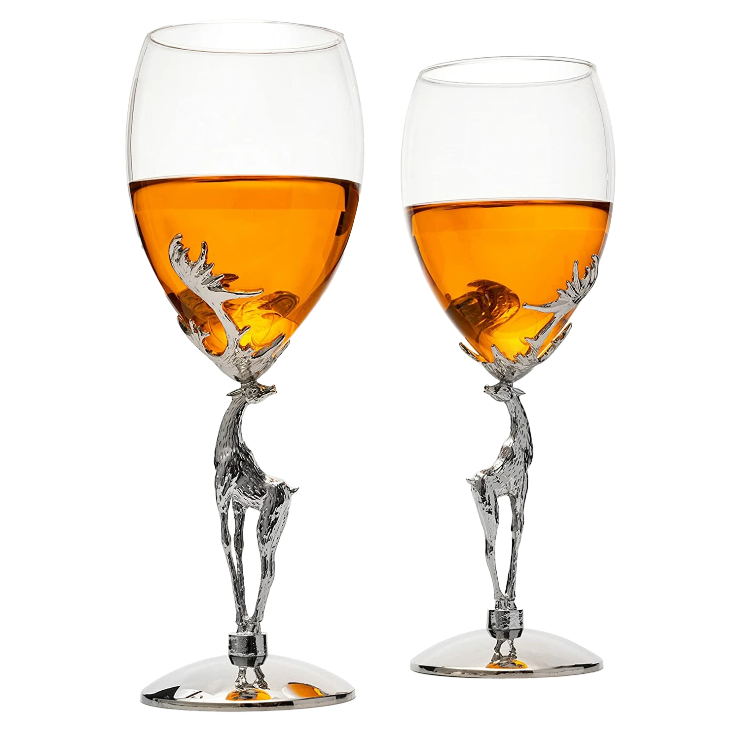 Stag Antler Set Of 2 Wine Glasses 9"H By The Wine Savant, Elegant Wine Glasses Set For Any Home Bar - Luxury Glass Stag Deer Figurine Wine Glasses, Stag Lover Gifts, Nature Lover Gifts (Wine) 1 Stag Antler Set Of 2 Wine Glasses 9"H By The Wine Savant, Elegant Wine Glasses Set For Any Home Bar - Luxury Glass Stag Deer Figurine Wine Glasses, Stag Lover Gifts, Nature Lover Gifts (Wine)