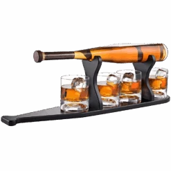 Baseball Bat Whiskey & Wine Decanter 4 Baseball Glasses, Spirits Set - Baseball Coach Gifts, Baseballs Lovers Coaches, Dad, Boyfriend, Brother, Friend Gift - For Whiskey & Wine (Baseball Bat Base)