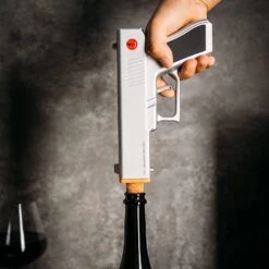 Electric Gun Wine Corkscrew Bottle Opener - Rechargeable Holster Base Cordless Battery - Automatically Open Wines Multifunctional Electronic Cork Puller - Guns Enthusiasts Gift & Vino Lovers (Silver) -Refined Spirits Store 71z2EaxfPHL. AC SL1500