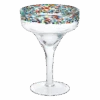 The Wine Savant Mexican Margarita Hand Blown Glass - Set Of 4 - Large 16oz, Luxury Margarita Glasses, Mexico Design Large 16oz Confetti Rim Carmen Cinco De Mayo, Dishwasher Safe, Confetti Rock Decor