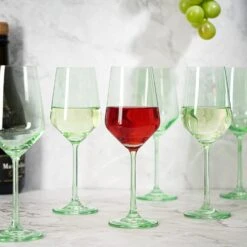 Green Colored Wine Glass Set, 12oz Glasses Set Of 6 - Wedding Mint Green, Gift, Baby Shower Gender Reveal Decor Baby Unique Italian Style Tall Stemmed For White & Red Wine Elegant Glassware Color 8 Green Colored Wine Glass Set, 12oz Glasses Set Of 6 - Wedding Mint Green, Gift, Baby Shower Gender Reveal Decor Baby Unique Italian Style Tall Stemmed For White & Red Wine Elegant Glassware Color -Refined Spirits Store 71z9z DKsTL. AC SL1500