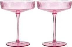 The Wine Savant Ribbed Coupe Cocktail Glasses 8 Oz | Set Of 2 | Classic Manhattan Glasses For Cocktails, Champagne Coupe, Ripple Coupe Glasses, Art Deco Gatsby Vintage, Crystal With Stems (Rose Pink) -Refined Spirits Store 71zSAvbX6VL. AC SL1500