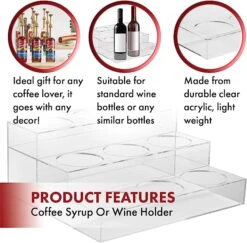 Acrylic Bottle Holder, Coffee Syrup Rack Display Case | 3-Tiered 9 Bottle | Wine Bar Bottle Rack, Clear Shelf Rack For Kitchen, Countertop, Fridge Pantry Storage Organizer - Wine, Soda, Cans, Liquor -Refined Spirits Store 71zgHY yO0L. AC SX679