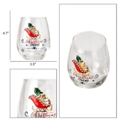 Crystal Christmas Santa's Sleigh Wine & Water Glasses - Set Of 2, 17.5oz - Xmas Diamond Merry Christmas Santa Holiday Festive Theme Stemless Glass - New Year Holiday Gifts For Men Women Friend Family 15 Crystal Christmas Santa's Sleigh Wine & Water Glasses - Set Of 2, 17.5oz - Xmas Diamond Merry Christmas Santa Holiday Festive Theme Stemless Glass - New Year Holiday Gifts For Men Women Friend Family -Refined Spirits Store 7 28