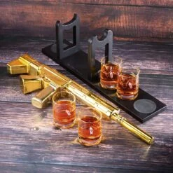 AR15 Gold Whiskey Decanter Set With 4 Bullet Whiskey Glasses - The Wine Savant, Gift For Fathers, Uncles, Sons - Veteran Gifts, Military Gift, Home Bar Gift, Father's Day 9 AR15 Gold Whiskey Decanter Set With 4 Bullet Whiskey Glasses - The Wine Savant, Gift For Fathers, Uncles, Sons - Veteran Gifts, Military Gift, Home Bar Gift, Father's Day -Refined Spirits Store 81 5cliqtsL. AC SL1500