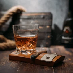 The Wine Savant Glass & Coaster & With A Unique Whiskey Glass Slot To Hold Item, Whiskey Glass Gift Set, Item Rest, Accessory Set Gift For Dad, Men Home Office Decor Gifts, Fathers Day - Chirstmas -Refined Spirits Store 81 FopXE tL. AC SL1500