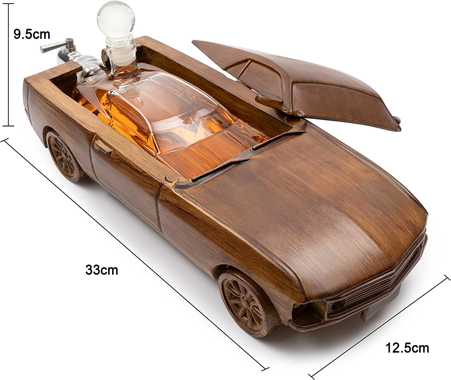 Car Wine & Whiskey Decanter Set 500ml By The Wine Savant 13" L - Wooden Car Figurine, Fastback Car Gifts, Bar Gifts, Parties, Birthdays 6 Car Wine & Whiskey Decanter Set 500ml By The Wine Savant 13" L - Wooden Car Figurine, Fastback Car Gifts, Bar Gifts, Parties, Birthdays - Image 6