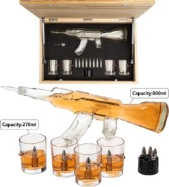 Gun Whiskey Decanter Set By The Wine Savant - SKF1801 Whiskey Gun Decanter 8 Bullet Whiskey Chillers - Military Gifts, Veteran Gifts, Law Enforcement Gifts, Home Bar Gifts, Drinking Accessories -Refined Spirits Store 812D1D1SpdL. AC SL1500