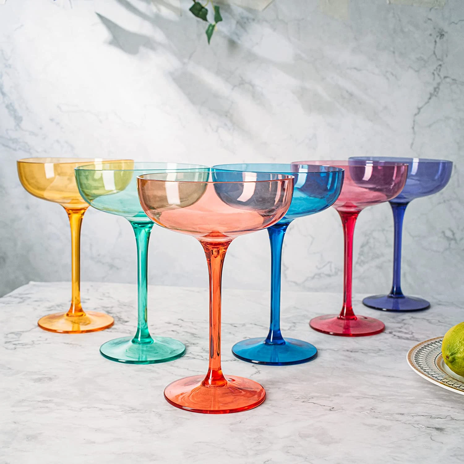 European Style Margarita & Martini Crystal Acrylic Glasses Tritan Drinkware Unbreakable Colored 6 Set - Shatterproof BPA-free Plastic , Reusable, Large 15oz , Indoor & Outdoor, Multiuse Or Disposable 2 European Style Margarita & Martini Crystal Acrylic Glasses Tritan Drinkware Unbreakable Colored 6 Set - Shatterproof BPA-free Plastic , Reusable, Large 15oz , Indoor & Outdoor, Multiuse Or Disposable - Image 2