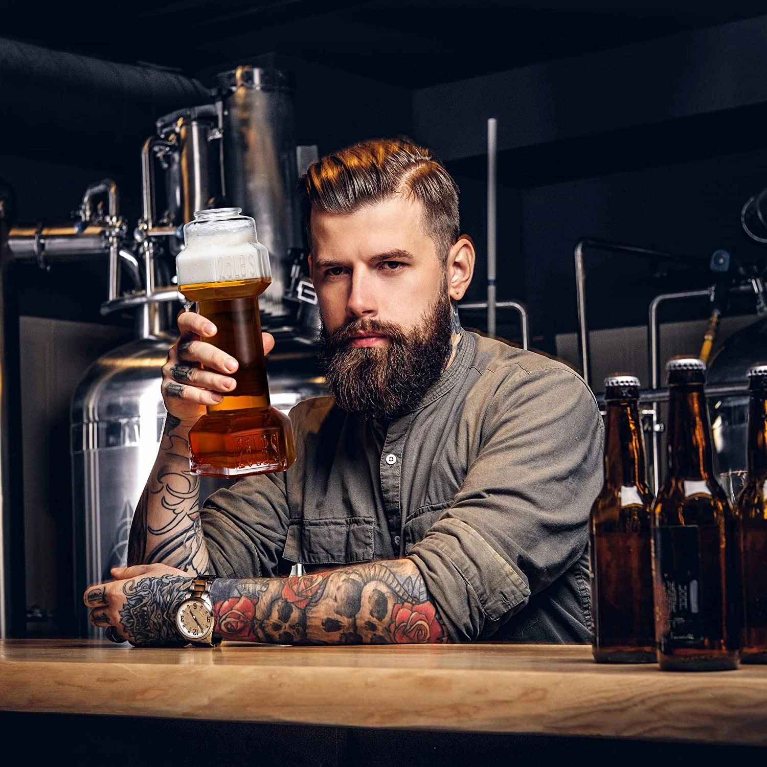 The Wine Savant Set Of 4, Dumbbell Beer & Whiskey Glasses, Giant Lifting Beers 26oz Glass | Large Weightlifting To Scale Funny Beer Mug | For Men & Women Cool Beer Glasses Perfect, Gifts For Dad 2 The Wine Savant Set Of 4, Dumbbell Beer & Whiskey Glasses, Giant Lifting Beers 26oz Glass | Large Weightlifting To Scale Funny Beer Mug | For Men & Women Cool Beer Glasses Perfect, Gifts For Dad - Image 2