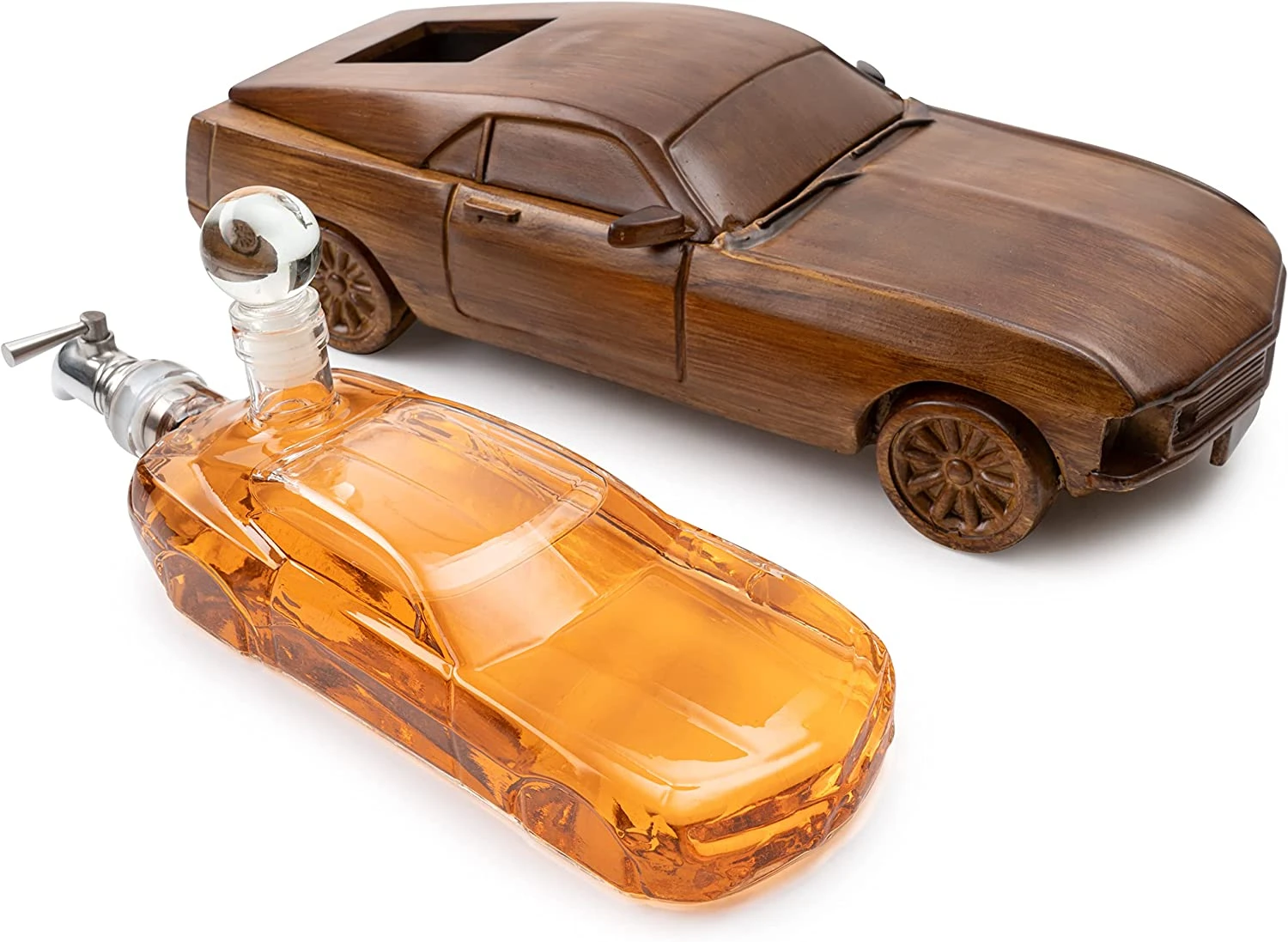 Car Wine & Whiskey Decanter Set 500ml By The Wine Savant 13" L - Wooden Car Figurine, Fastback Car Gifts, Bar Gifts, Parties, Birthdays 5 Car Wine & Whiskey Decanter Set 500ml By The Wine Savant 13" L - Wooden Car Figurine, Fastback Car Gifts, Bar Gifts, Parties, Birthdays - Image 5