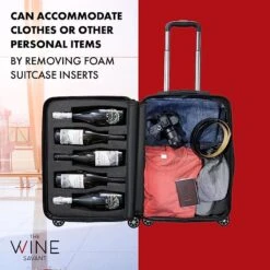 Wine Bottle Suitcase | Holds 10 Standard 750 ML Size Bottles | Universal Airplane Luggage Case, TSA Approved Wheeled Bag For Professionals And Consumers, Gift For Wine Lovers & Connoisseurs (24 IN) -Refined Spirits Store 815LYyTUZeL. AC SX679