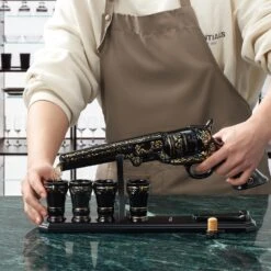 Luxury Black And Gold Pistol Decanter Set & 4 Shot Glasses – Whiskey Decanter For Liquor, Scotch, Bourbon, Vodka – Stylish Barware Gift Set For Men, Brother, Son, Dad, Him, Home Bar For Any Occasions -Refined Spirits Store 816DsvOwY2L. AC SL1500