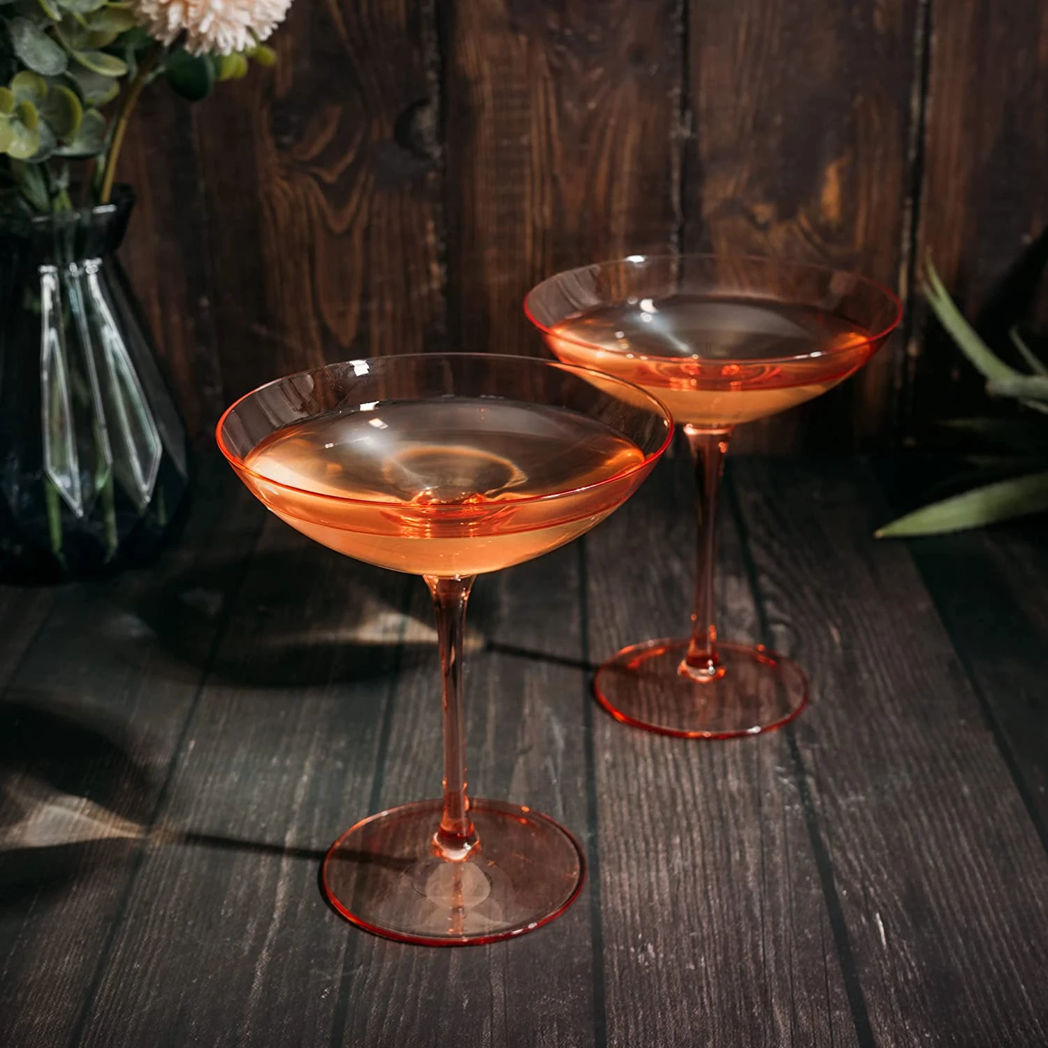 The Wine Savant Champagne Coupes 12oz Colorful Champagne Glasses, Prosecco, Mimosa Glasses Set, Cocktail Glass Set, Bar Glassware Luster Glasses (2, Orange) 2 The Wine Savant Champagne Coupes 12oz Colorful Champagne Glasses, Prosecco, Mimosa Glasses Set, Cocktail Glass Set, Bar Glassware Luster Glasses (2, Orange) - Image 2