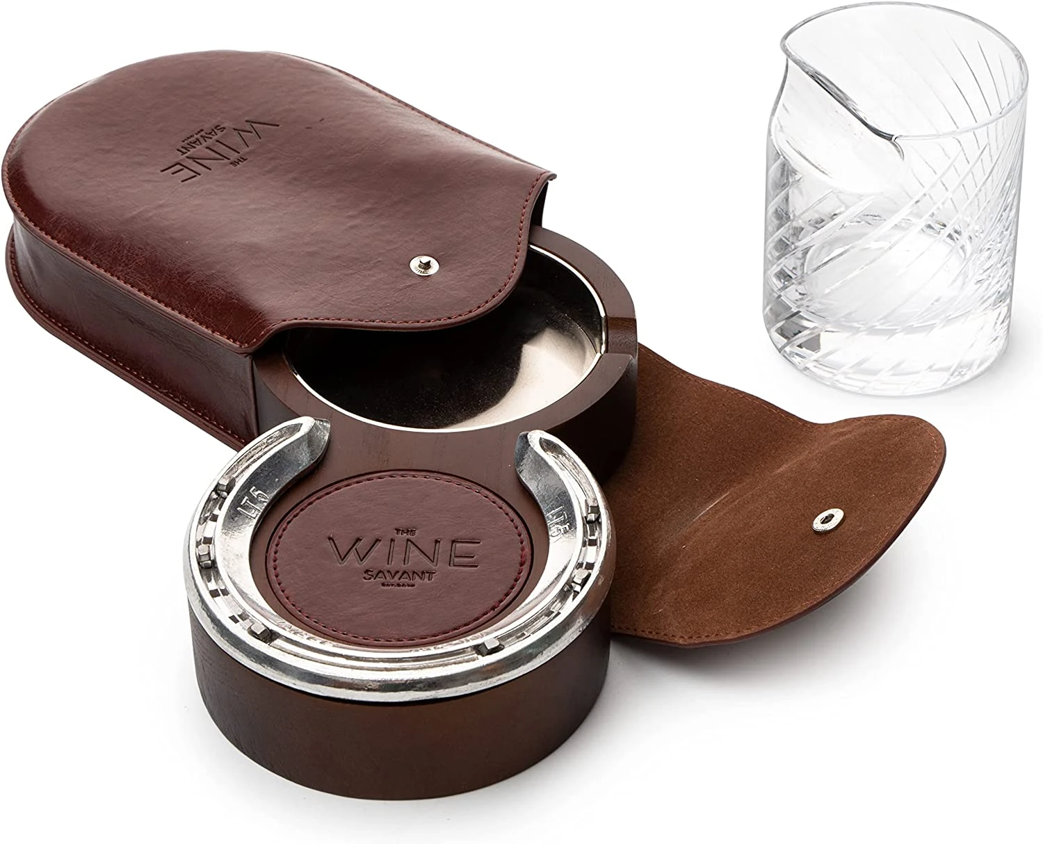 The Wine Savant Luxurious Cigar Glass - In A Leather Horseshoe Storage Case Whiskey Glassware With Cigar Holder - 10oz Cigar Holder Whiskey, Ash Tray - Dad, Men Home Office, Leather Gifts 5 The Wine Savant Luxurious Cigar Glass - In A Leather Horseshoe Storage Case Whiskey Glassware With Cigar Holder - 10oz Cigar Holder Whiskey, Ash Tray - Dad, Men Home Office, Leather Gifts - Image 5