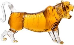 Tiger Decanter 1000ml 11"L Whiskey And Wine Decanter By The Wine Savant 7"H, Tiger Glass Decanter For Whiskey, Scotch, Spirits, Wine, For Whiskey Lovers, Tiger Lovers, Tiger King Gifts -Refined Spirits Store 819LS13MNbL. AC SL1500