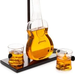 Guitar Whiskey & Wine Decanter & Mahogany Base - The Wine Savant 1000 ML Glass Decanter With 2 10oz Glasses 14" For Whiskey Music Lover & Guitar Player Gifts Musician Music Lovers -Refined Spirits Store 819bGEkApbL. AC SL1500