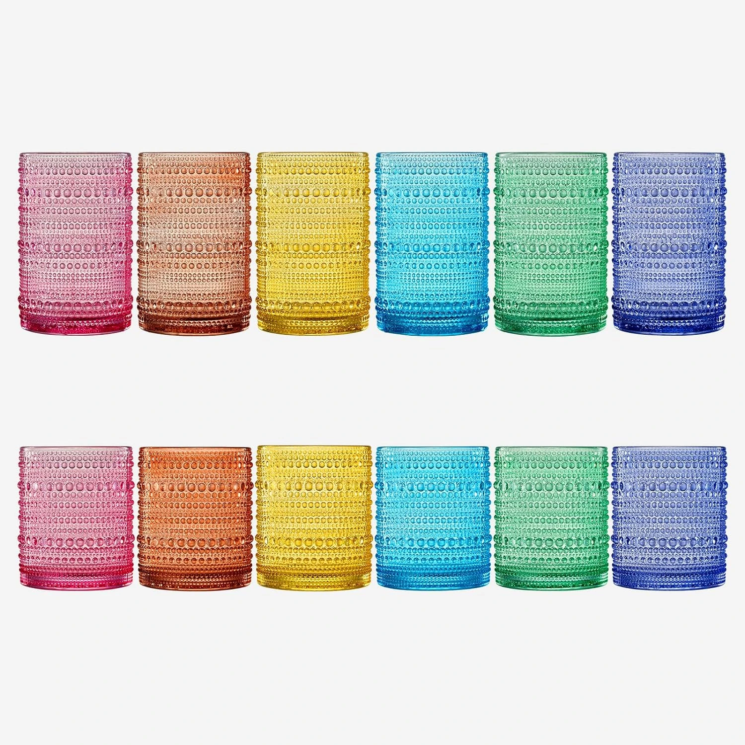 Hobnail Drinking Glasses Colored Beaded Drinking Set Of 12 2 Hobnail Drinking Glasses Colored Beaded Drinking Set Of 12 - Image 2