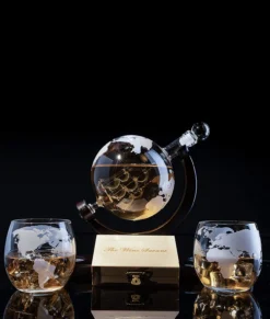 (AUSTRALIA ONLY) World Decanter With 2 Glasses Globe 2-2 -Refined Spirits Store 819rGUOX EL. AC SL1500